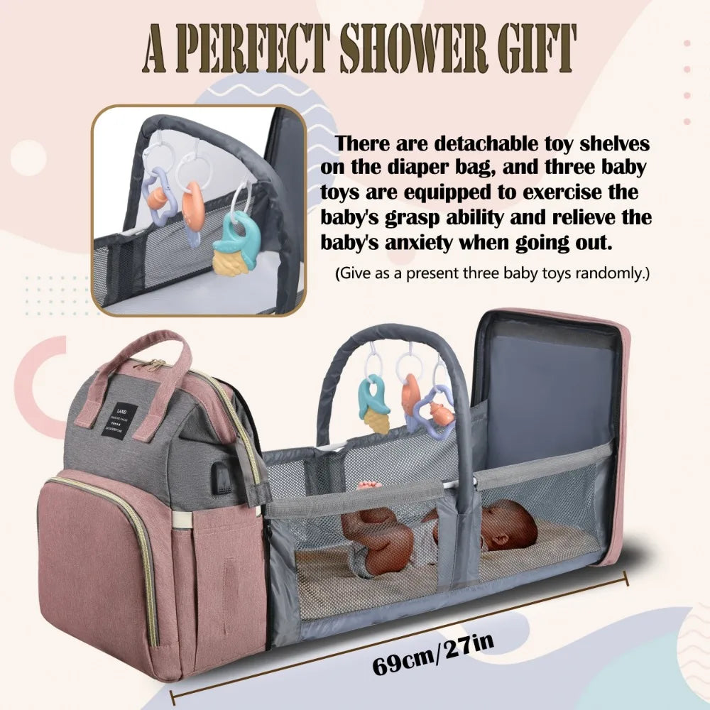 3-in-1 Diaper Bag with Bassinet