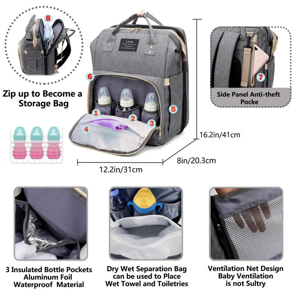 3-in-1 Diaper Bag with Bassinet